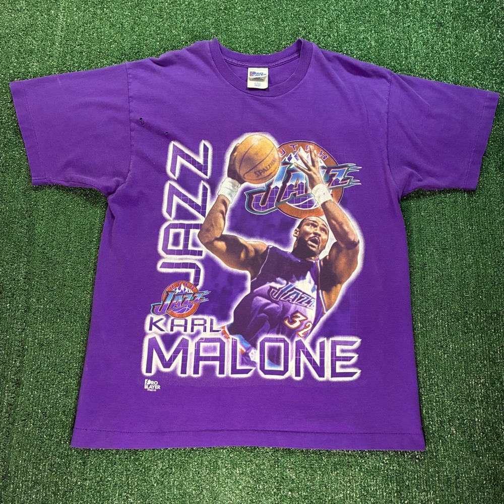 Vintage 90s Pro Player Utah Jazz Karl Malone T-shirt‎